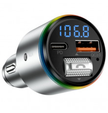 Автомобильное зарядное устройство Proove FM Launcher Power Drive 30W (PD+QC3.0) Type-C+USB+AUX Silver