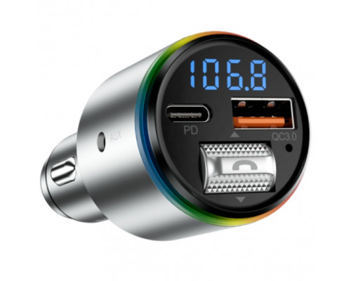 Автомобильное зарядное устройство Proove FM Launcher Power Drive 30W (PD+QC3.0) Type-C+USB+AUX Silver (FMPD30110006)