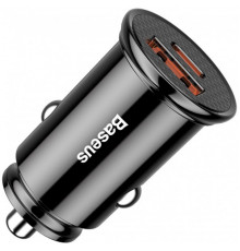 Автомобильное зарядное устройство Baseus Circular Plastic PD3.0 QC 4.0+30W USB+Type-C Black